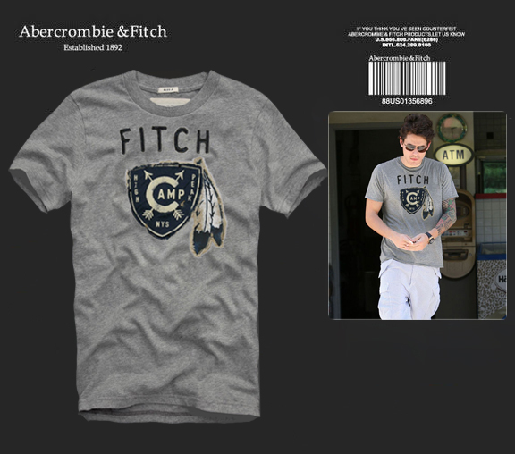Abercrombie Fitch Hombres De Cuello Redondo Con Gente Fotos Corto Remera AF5616